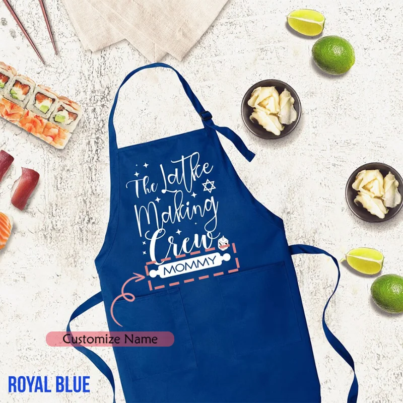 personalised Custom Name Hanukkah Blue Apron The Latke Making Crew Happy Chanukah Jewish Holiday Women Gift Kitchen Decoration