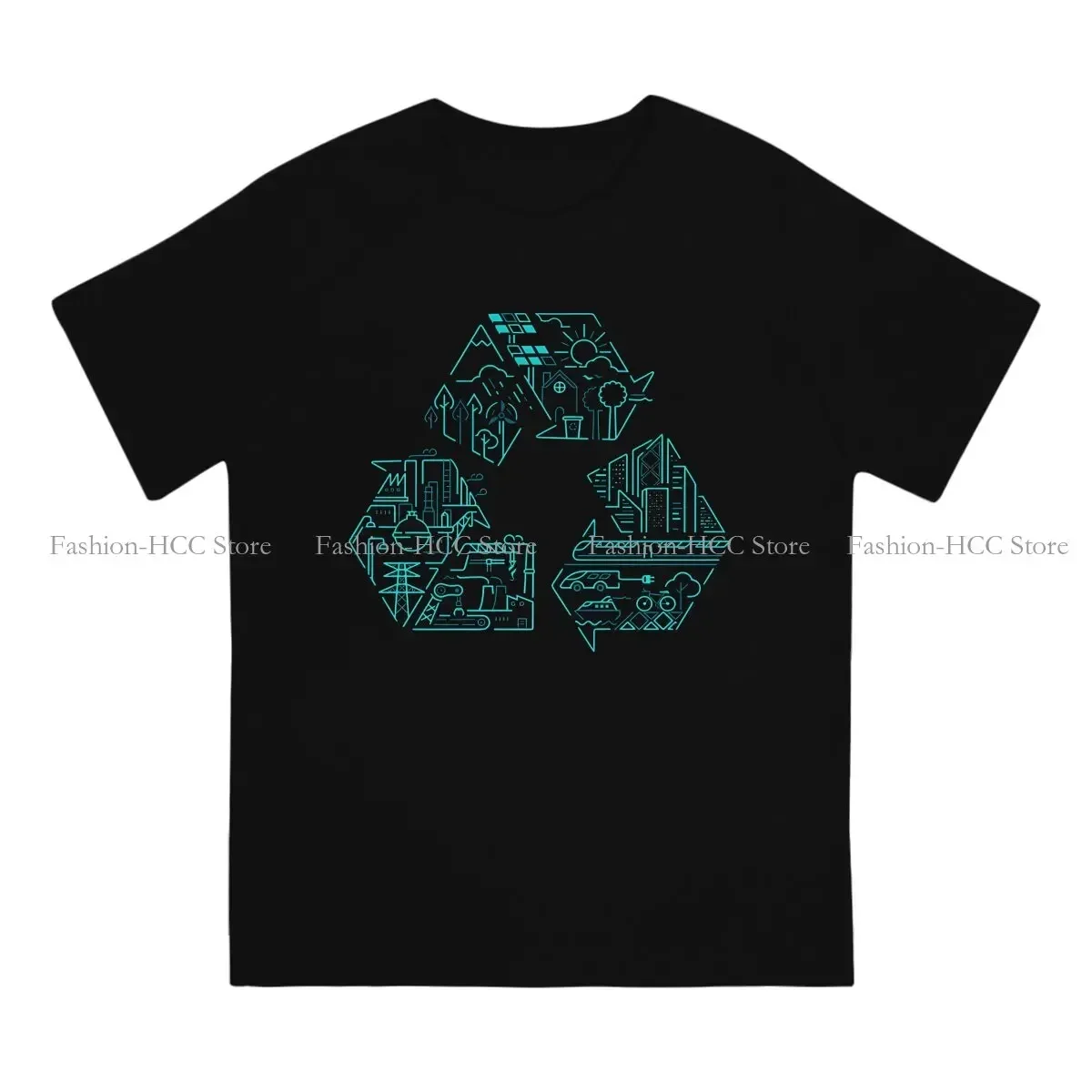 Ecology System Sustainable Recycle Hip Hop TShirt Environmental Protection and Technology Style Tops Casual T Shirt Male