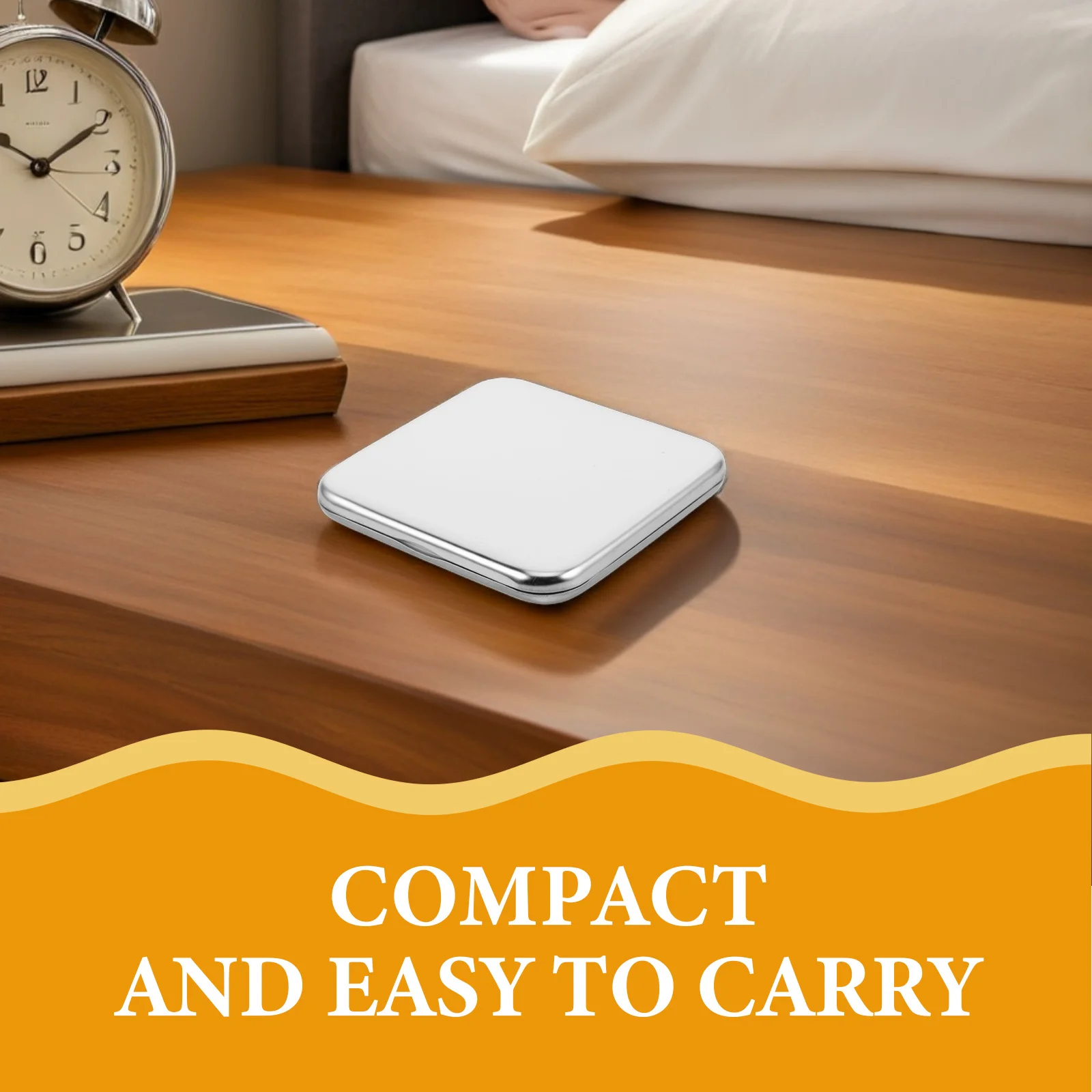 Espejo compacto de acero inoxidable de doble cara, espejo portátil plegable para maquillaje de viaje, bolso de mano con lupa