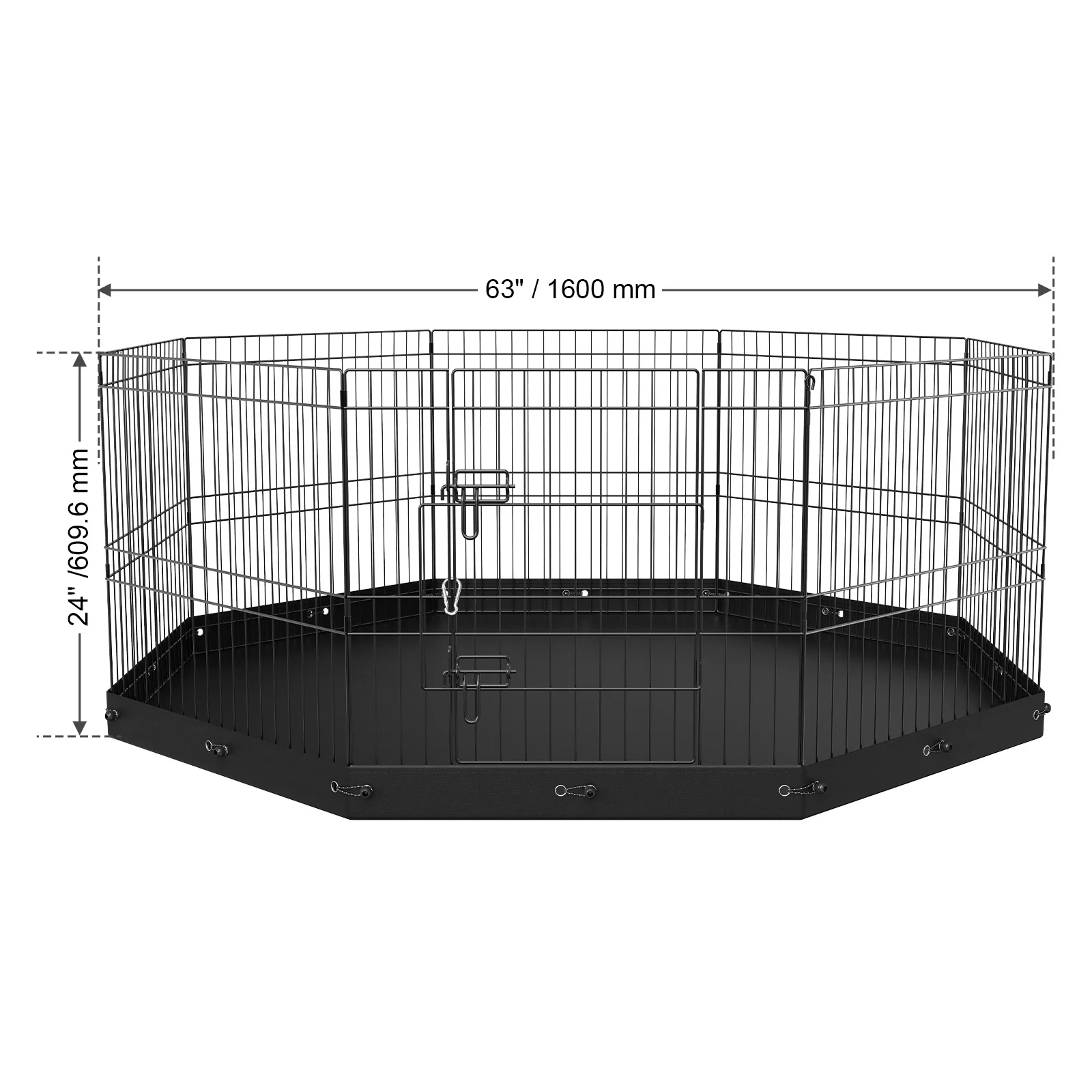 

Dog Playpen, 8 Panels Foldable Metal Dog Exercise Pen with Bottom Pad, 24" H Pet Fence Puppy Crate Kennel with Ground Stakes