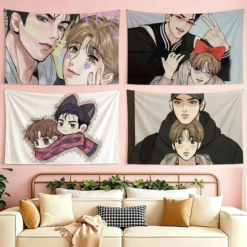 Bandera de Anime Bl Manhwa Jinx Joo Jaekyung Kim Dan, adecuada para fiestas, clubes, decoración de paredes interiores y exteriores, regalo para fanáticos