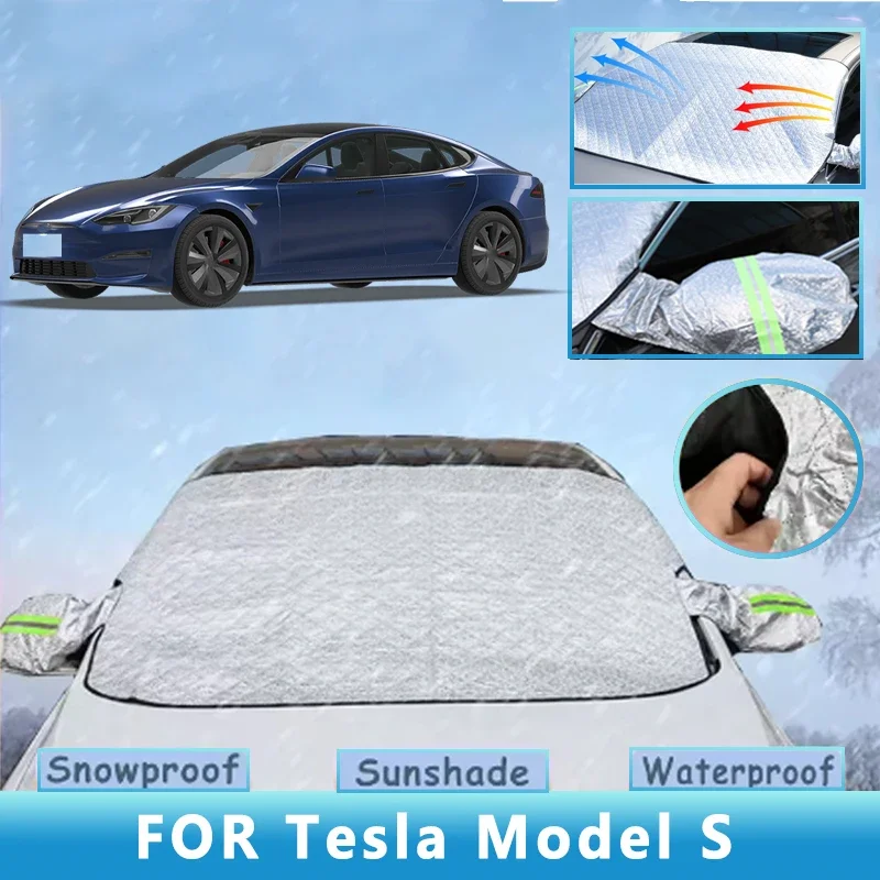 

Thickened Car Now Sunshade Windshield Cover With 5/9 Magnets UV Protection Anti Snowboard Sunlight For Tesla Model S