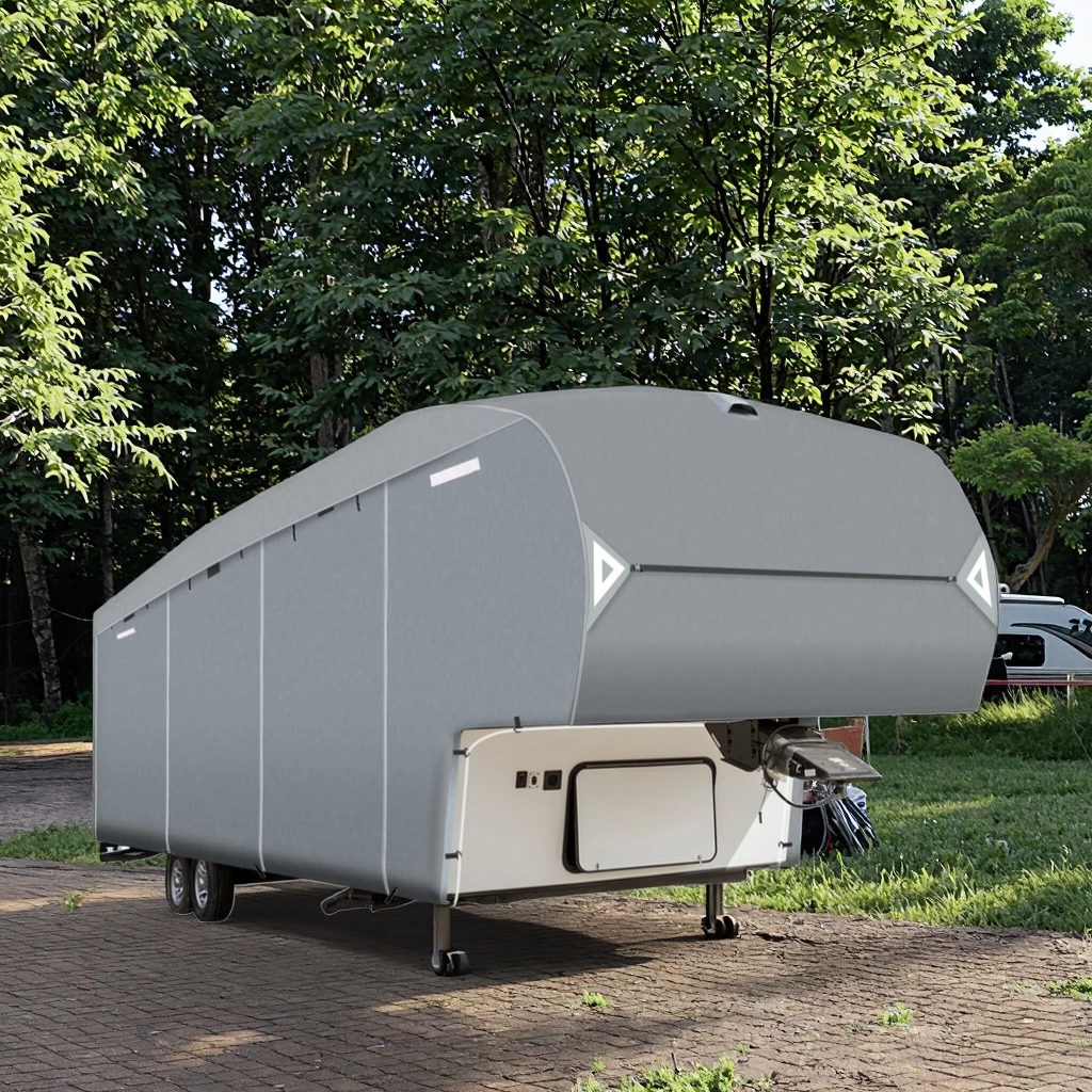 5th Wheel RV Caravan Cover, Camper Cover For 41-44 Feet Motorhome Travel Trailer, Come With Maintenance Accessory