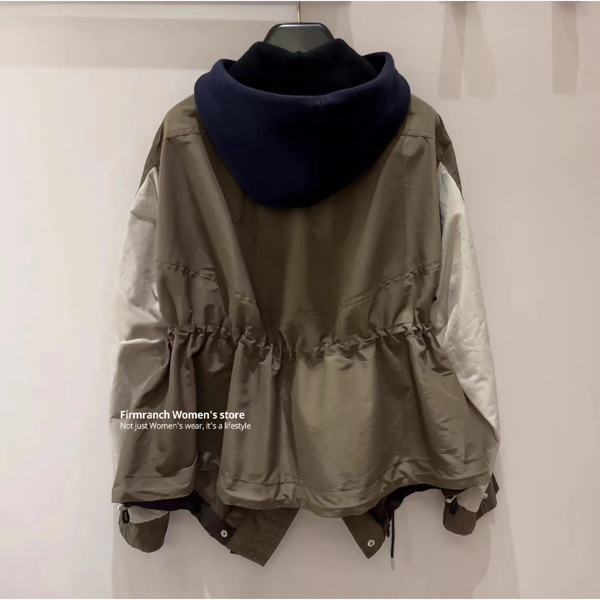 Firmranch New Loose Sport Hoodie Splicing Bomber Jacket For Men Women Zip Up Mid-length Trench Coat Autumn Winter Outfits