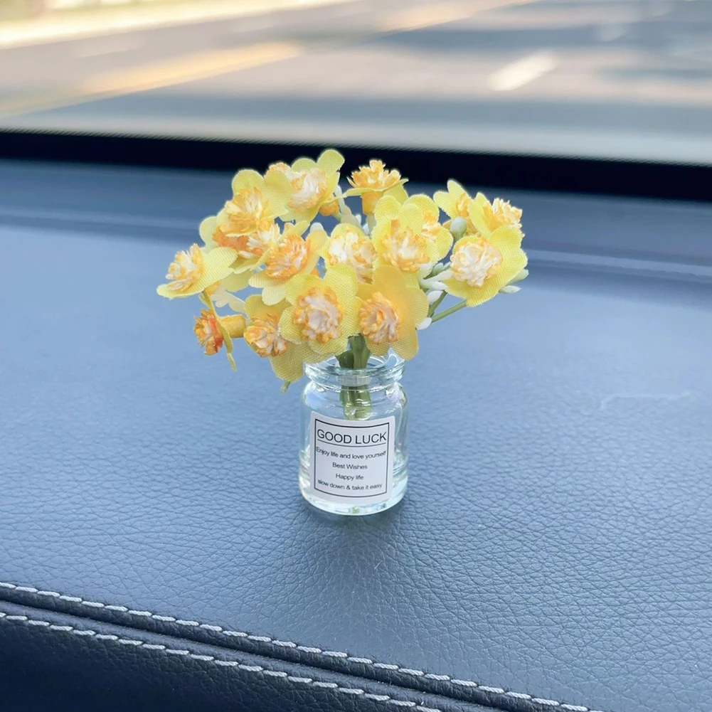 2025, Mini-Auto-Dekoration, Ornamente, Babysbreath, Jasminvase, Glasvase, Mikro-Landschaft, Kaninchen, Auto-Innendekoration, Konsole – Detail 4