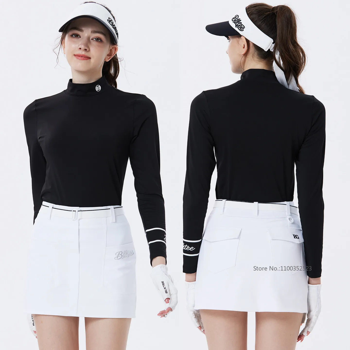 2026 BG Golf Women Long-sleeved T-shirt Spring Autumn Sports Top Stand Collar Windproof Simple Golf Jersey Soft Elastic Shirt