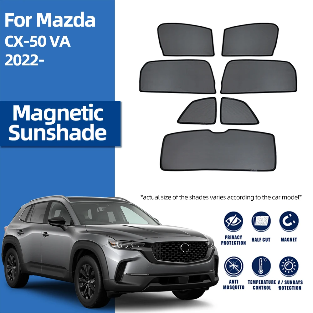 

For Mazda CX-50 VA CX50 2023 2024 Magnetic Car Sunshade Shield Front Windshield Curtain Rear Side Baby Window Sun Shade Visor