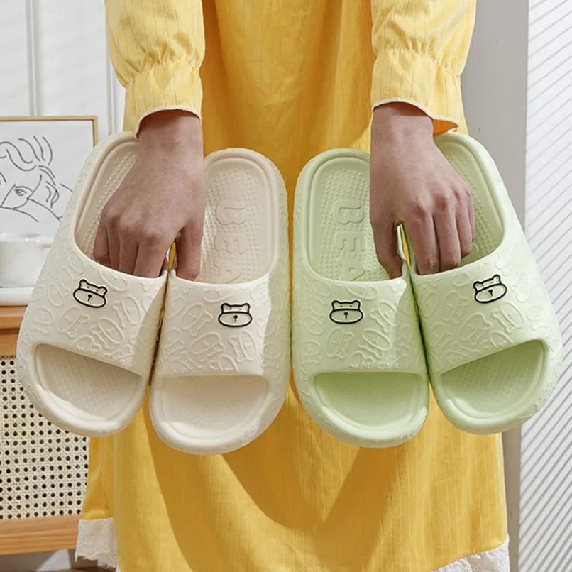 

Тапочки женские House Cloud Teddy Bear Забавные летние сандалии мужские шлепанцы пляжные нескользящие мягкие домашние туфли на плоской подошве женские мужские шлепанцы