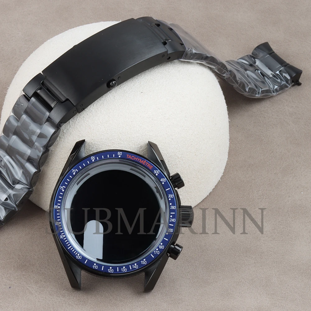 Black PVD VK63 40mm Chronograph Case Blue Red Bezel Insert for VK63 VK64 Quartz Movement 32.5mm Dial waterproof Stainless Steel