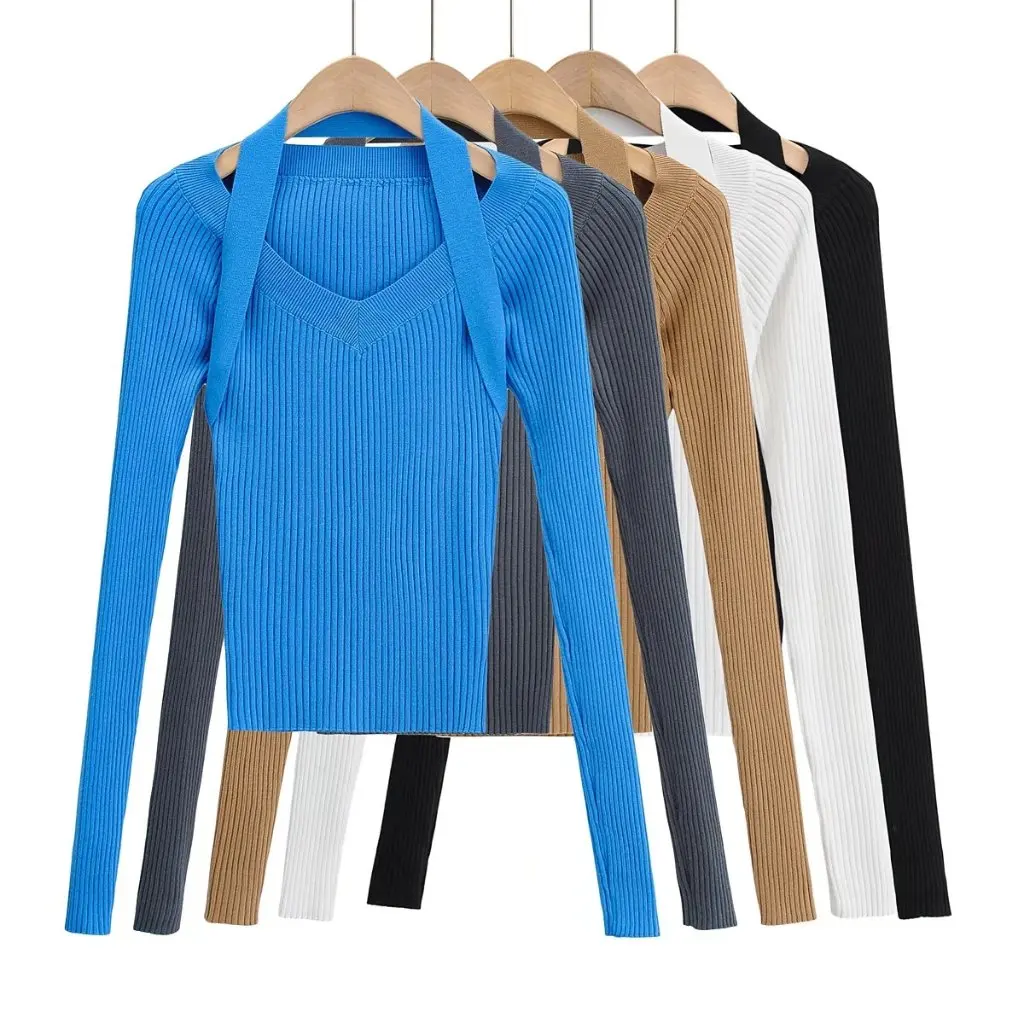 

Women's Retro Threaded Long-Sleeved Sweater V-Neck Hong Kong-Style Slim Fit Spring Arrival Open Cardigan Top for Women