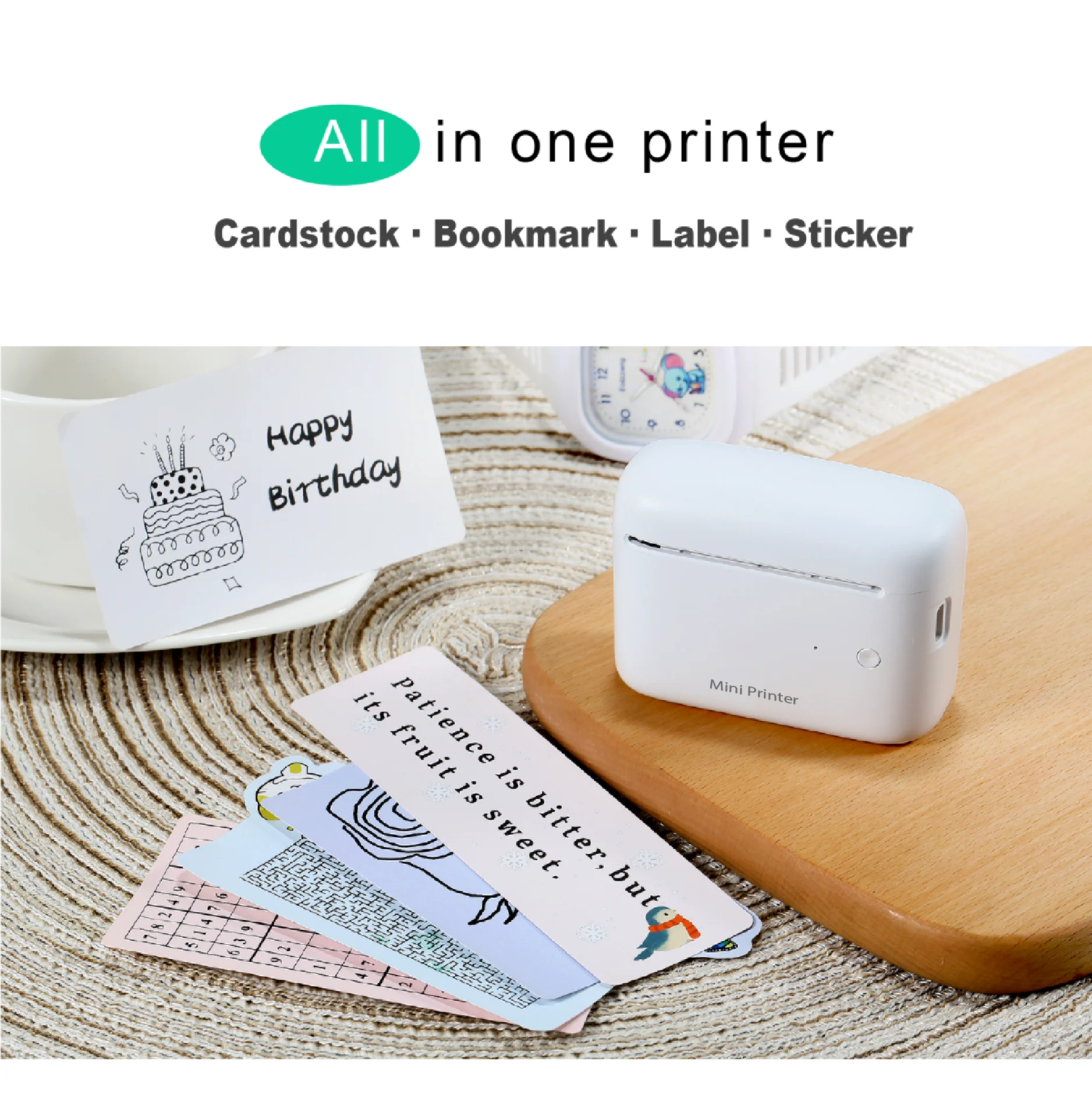 

Portable Thermal Printer MINI Wirelessly Photo Label Memo Wrong Question Printing With USB Cable Imprimante Portable