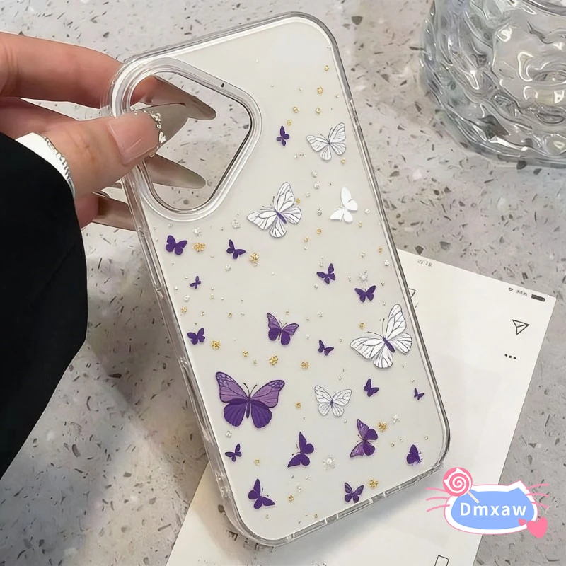 

Simple Purple Butterfly White Phone Case For iQOO Z10 Z10X Z9 Turbo Pro Plus Z9X Z9S Z8 Z8X Z7 Z7i Z7X Z6 Lite Z5X Z3 Z1 Cover