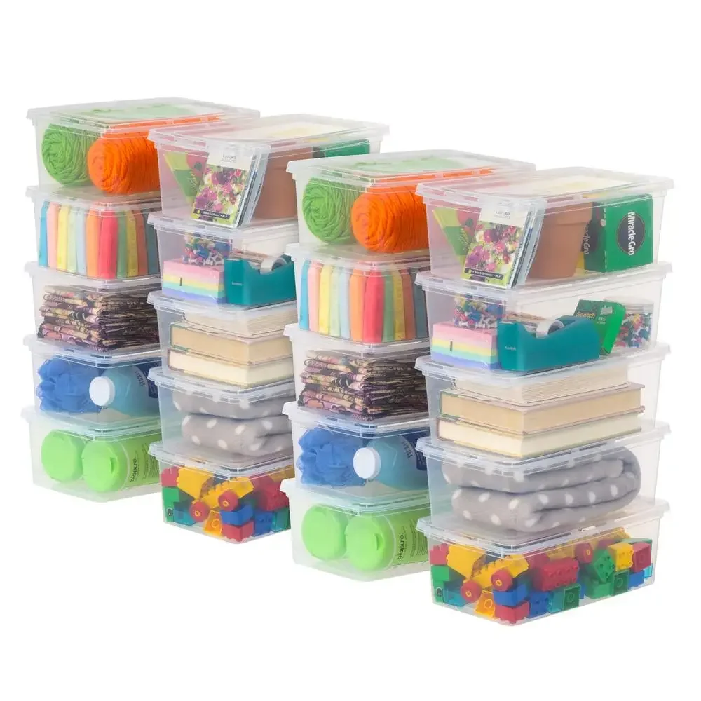 5 Qt. Clear Stackable Storage Bins with Lids Multipurpose Containers 20Pk Durable Modern Design Ideal Clothes Crafts and More