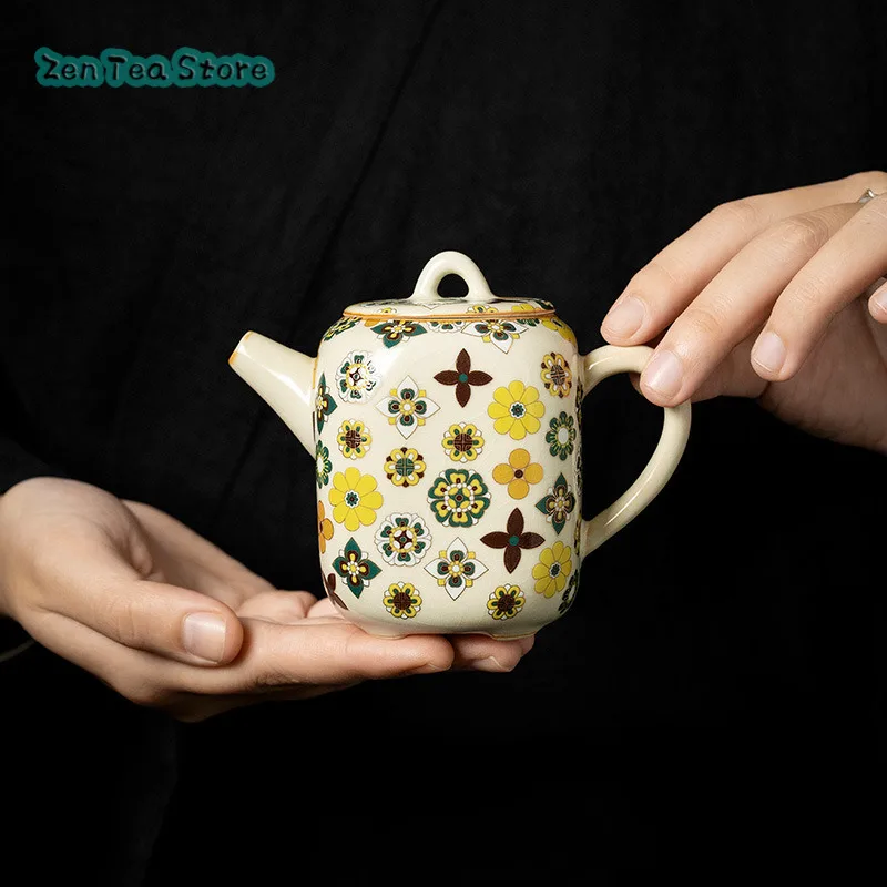 Ruyao Datang Baoxiang Ceramic Square Teapot Tea Tea Home Kung Fu Tea Set Tea Kettle Single Pot Tea Infuser