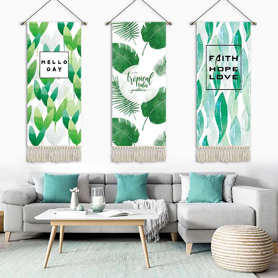 

Hawaiian Botanical Wall Hanging Decor - Nature-Inspired Fabric Tapestry for Living Room, Restaurant, Cake & Flower Shop Studio