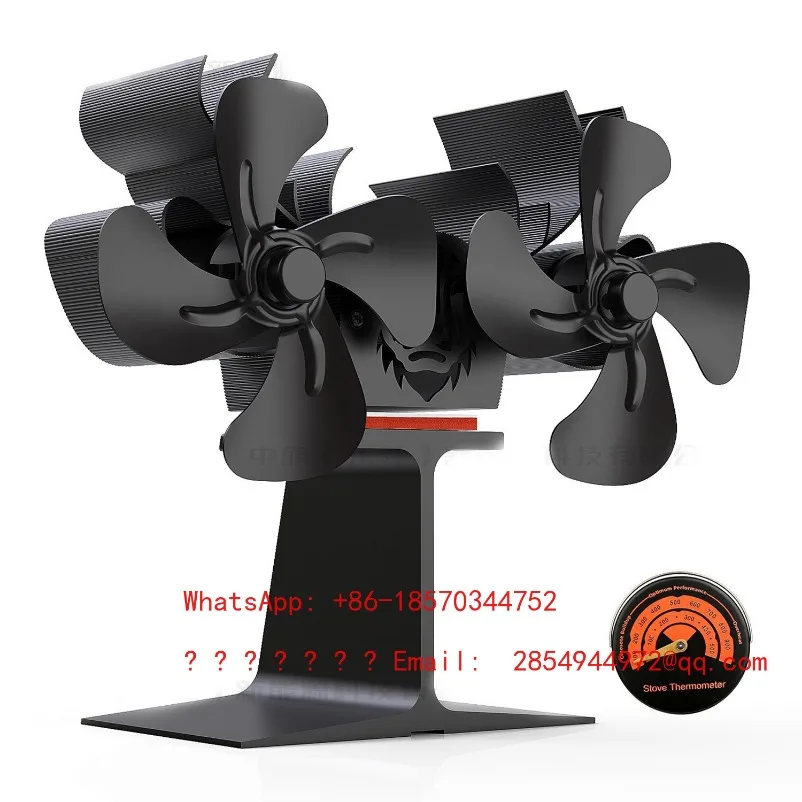 Thermal Power Fireplace Fan Tent Thermal Energy Small Fan Heating Stove Firewood Stove Thermal Circulation Double Head Fan