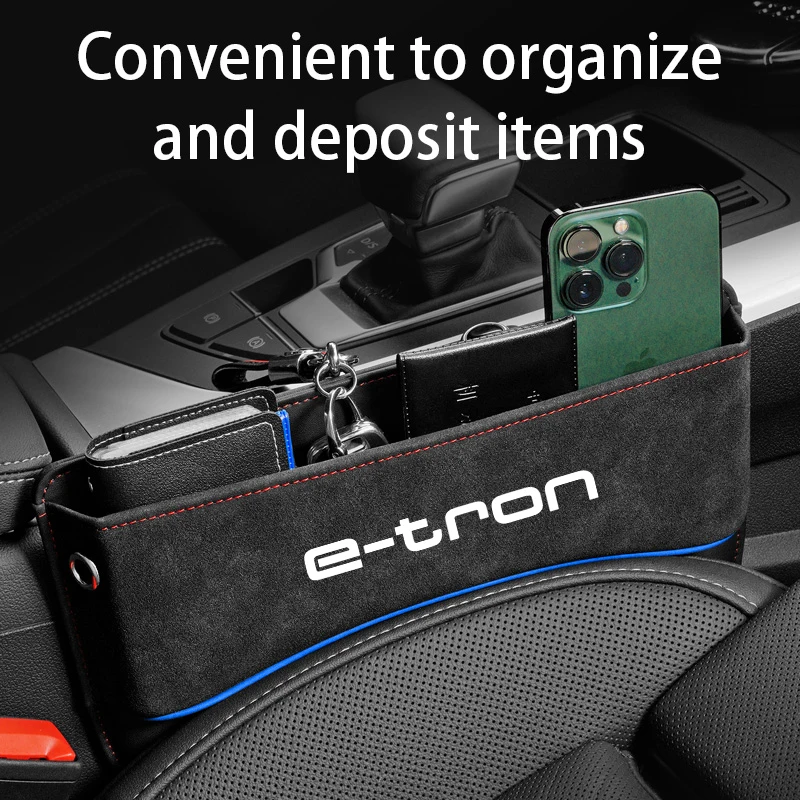 NEW Universal Suede Car Seat Gap Filler Organizer Box Auto Console Side Pocket For Audi q4 etron gt Q8 e-tron 55 Car Accessories