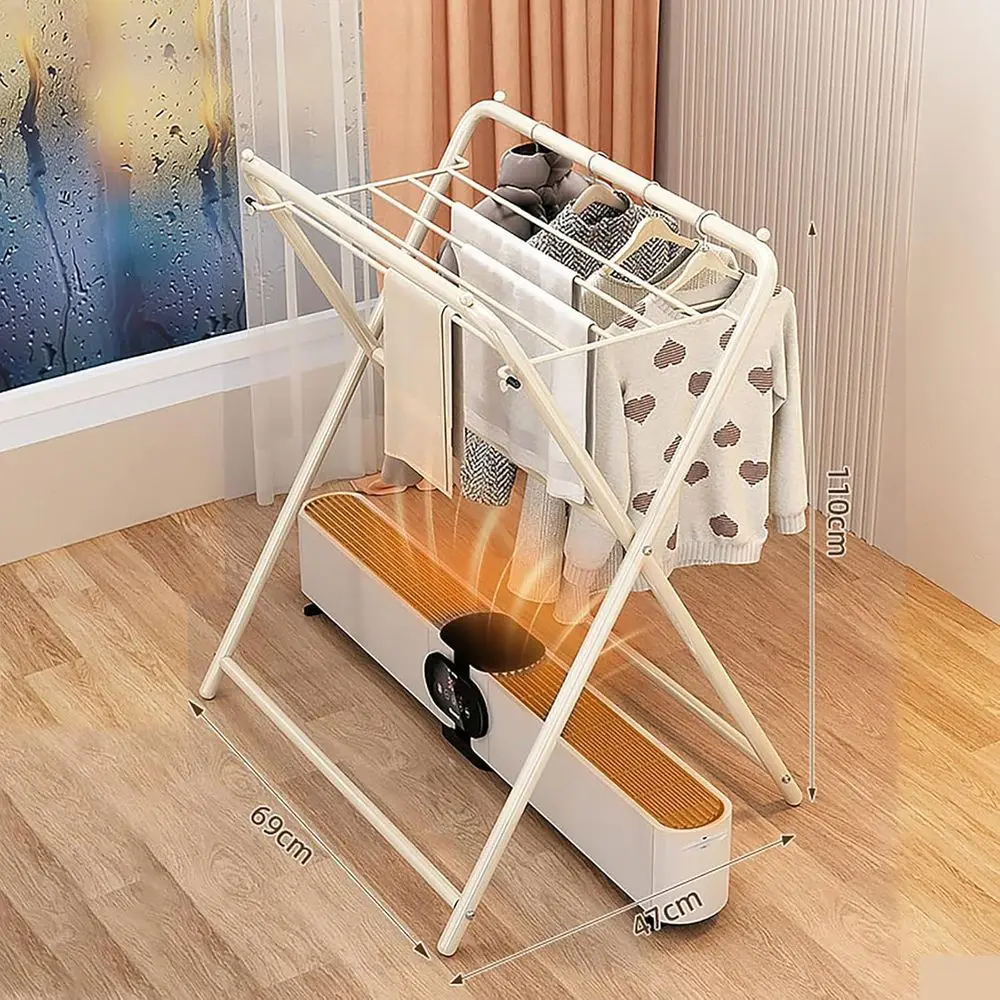 Adjustable Folding Clothes Drying Rack with Storage, Compact Design for Indoor/Outdoor Use (White)