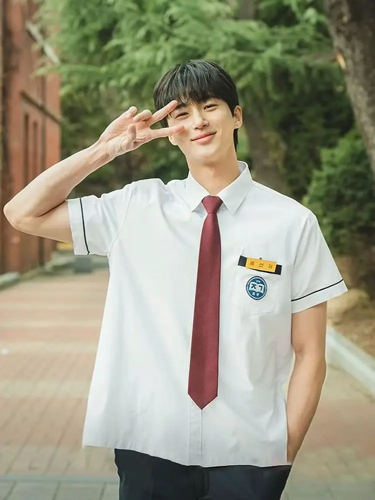 Kpop Korean Drama Lovely Runner Kim Hye Yoon Byeon Woo Seok sunjae Mundurek szkolny Student JK Koreaลski mundur szkolny koszula