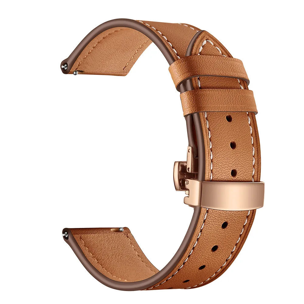 Suitable for Samsung Galaxy Watch3 strap 20/22MM watch with metal butterfly buckle genuine leather