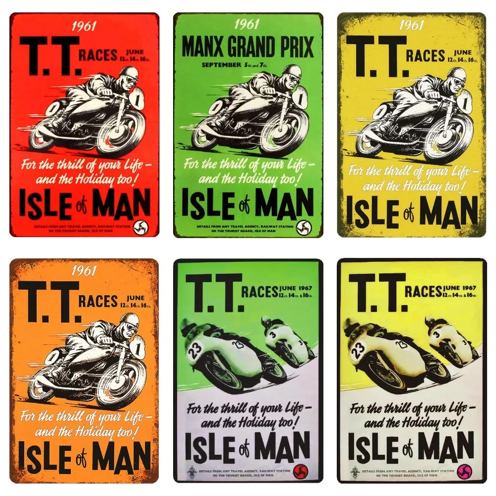 Retro TT Isle of Man, Metal Signs, Motorcycles, Races Plaque, Vintage Painting Plates, Pub, Bar, Garage, Shop, Home Decor, WY59