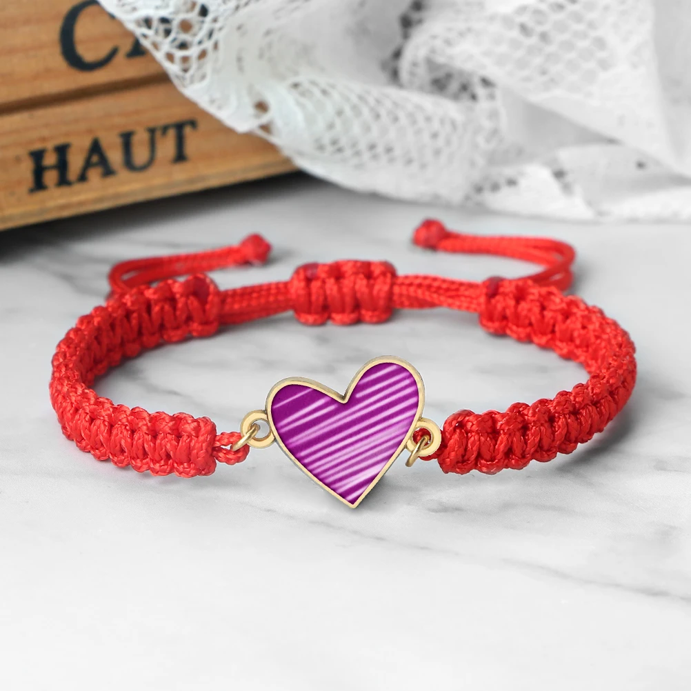 More Style Heart Shape Pendant Braided Bracelet Handmade Red String Couple Bnagles Chain Healing Yoga Pulsera Jewelry Gift