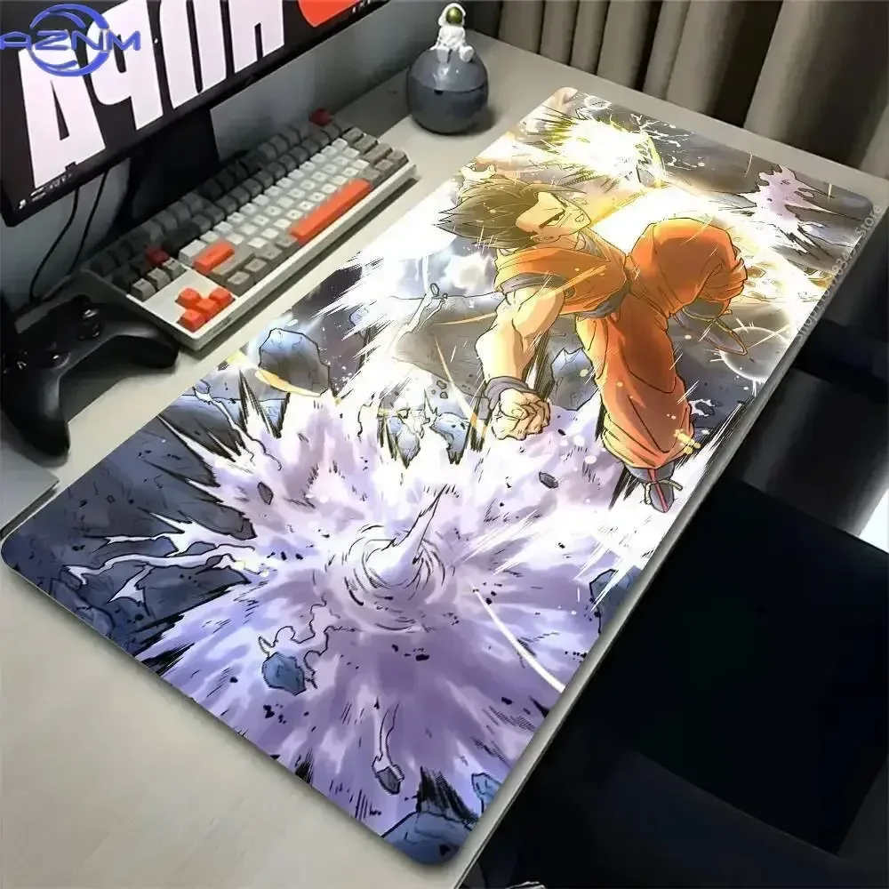 Dragon Ball Black Goku Manga Collage Mouse Pad, Rubber Non Slip Gaming Desk Mat, Black White Comic Panel Pink Hair Character HD