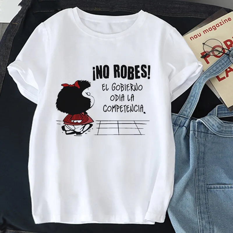 

Summer Women T-shirt Fashion Toda Mafalda Cute Cartoon T Shirt Women Harajuku Print Short Sleeve Kawaii Girl Top Tee Shirt