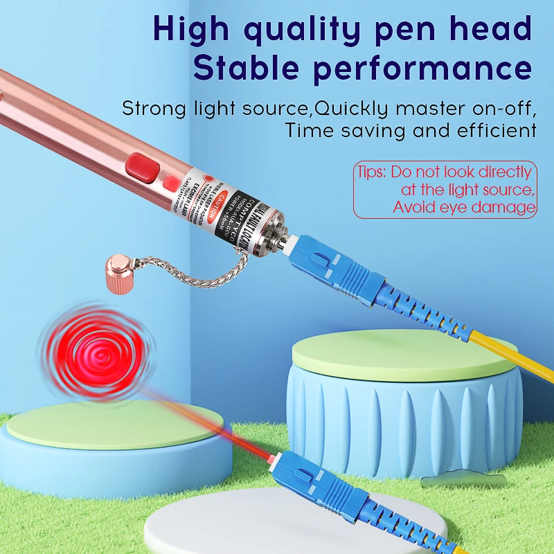 COMPTYCO Rechargeable VFL Fiber Optic Tester Pen Type Red Visual Fault Locator Optical Cable Tester 10-50MW(optional)