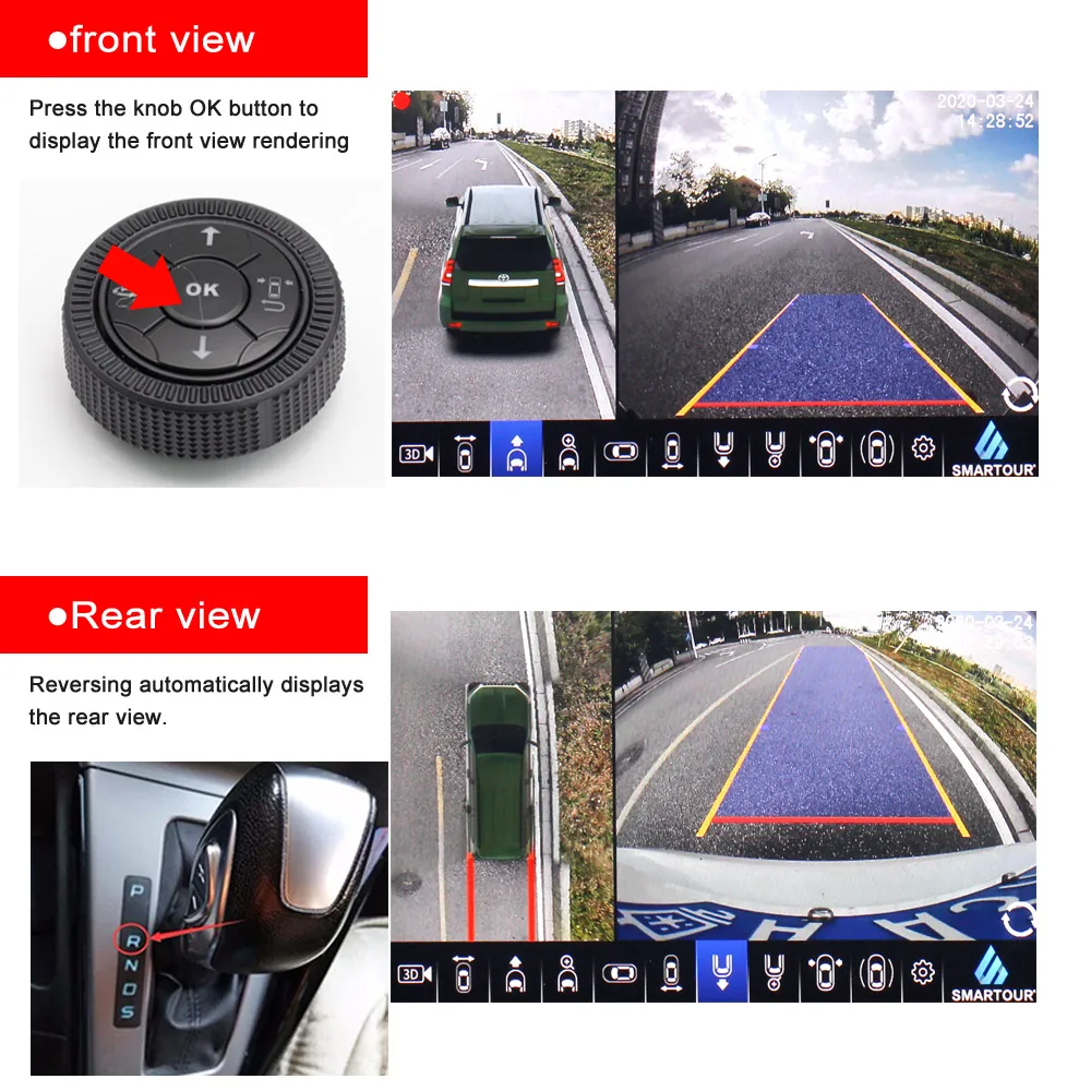 Smartour 360 Degree Car Camera 1080P 3.5D Surround View 4K UHD DVR Bird’s Eye View DIY System For Toyota Prado/Land Cruiser