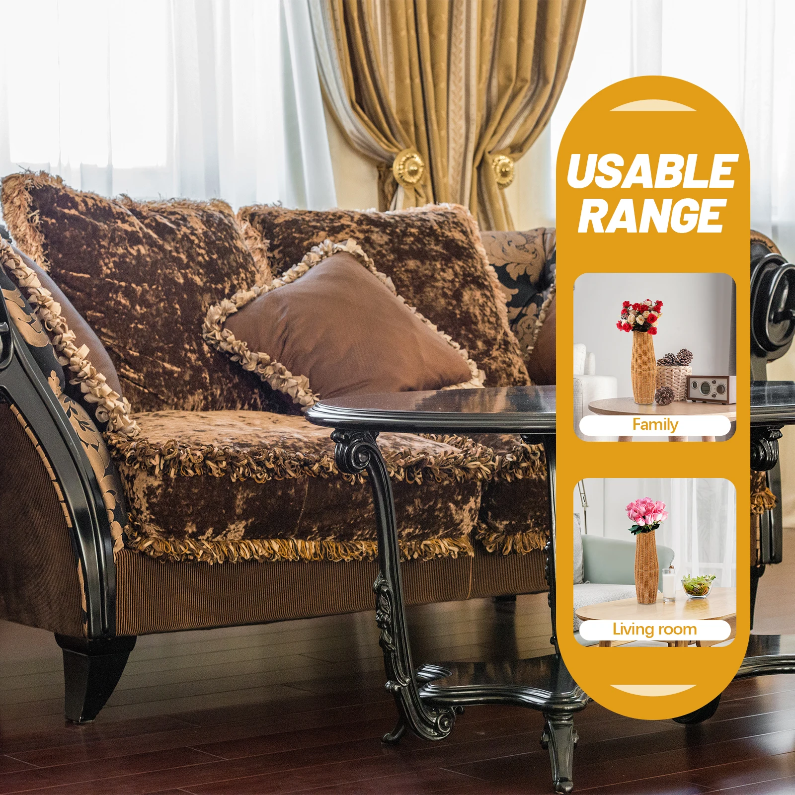 

Imitation Rattan Floor Vase Simple Natural Color Stylish Decorative Woven Vase Home Office Dried Flower Holder