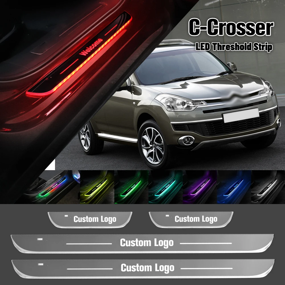 

For Citroen C-Crosser 2007-2013 Car Door Sill Light Customized Logo LED 2010 2011 2012 Welcome Threshold Pedal Lamp Accessories