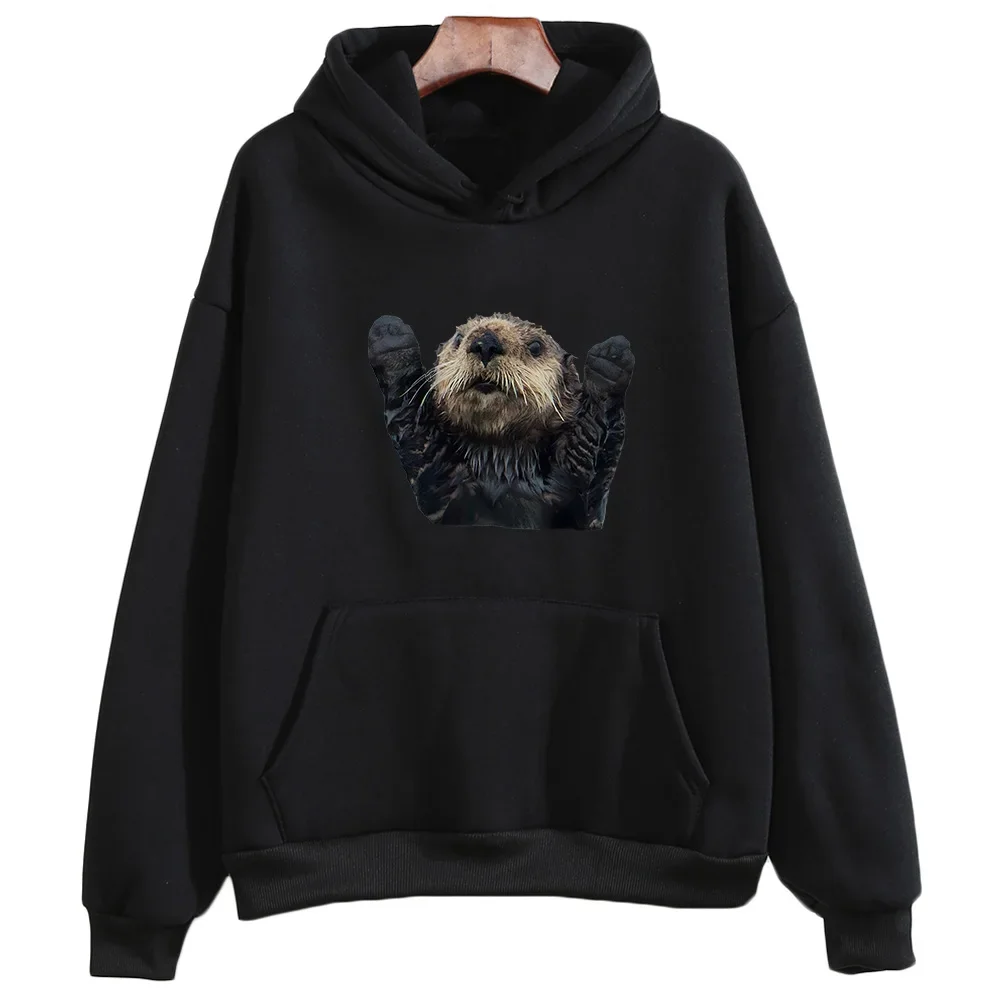 Otters Pattern Sweatshirts Kawaii Animal Clothes Female Trendy Hoodie Autumn Fleece Pullovers Anime Sweatwear Graphic Hoody