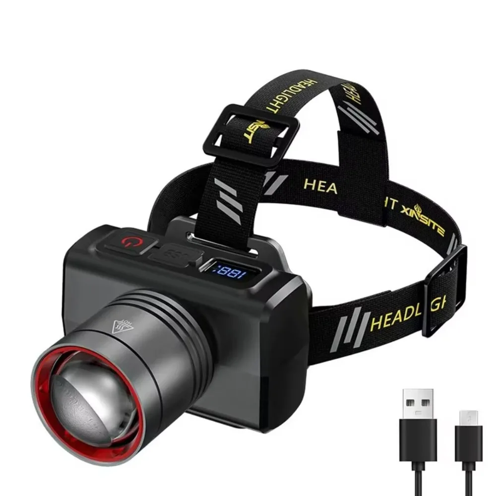 

New Super Bright Zoomable LED Headlamp Wave Sensor 500LM Head Light 3 Light Modes USB Rechargeable Flashlight Outdoors