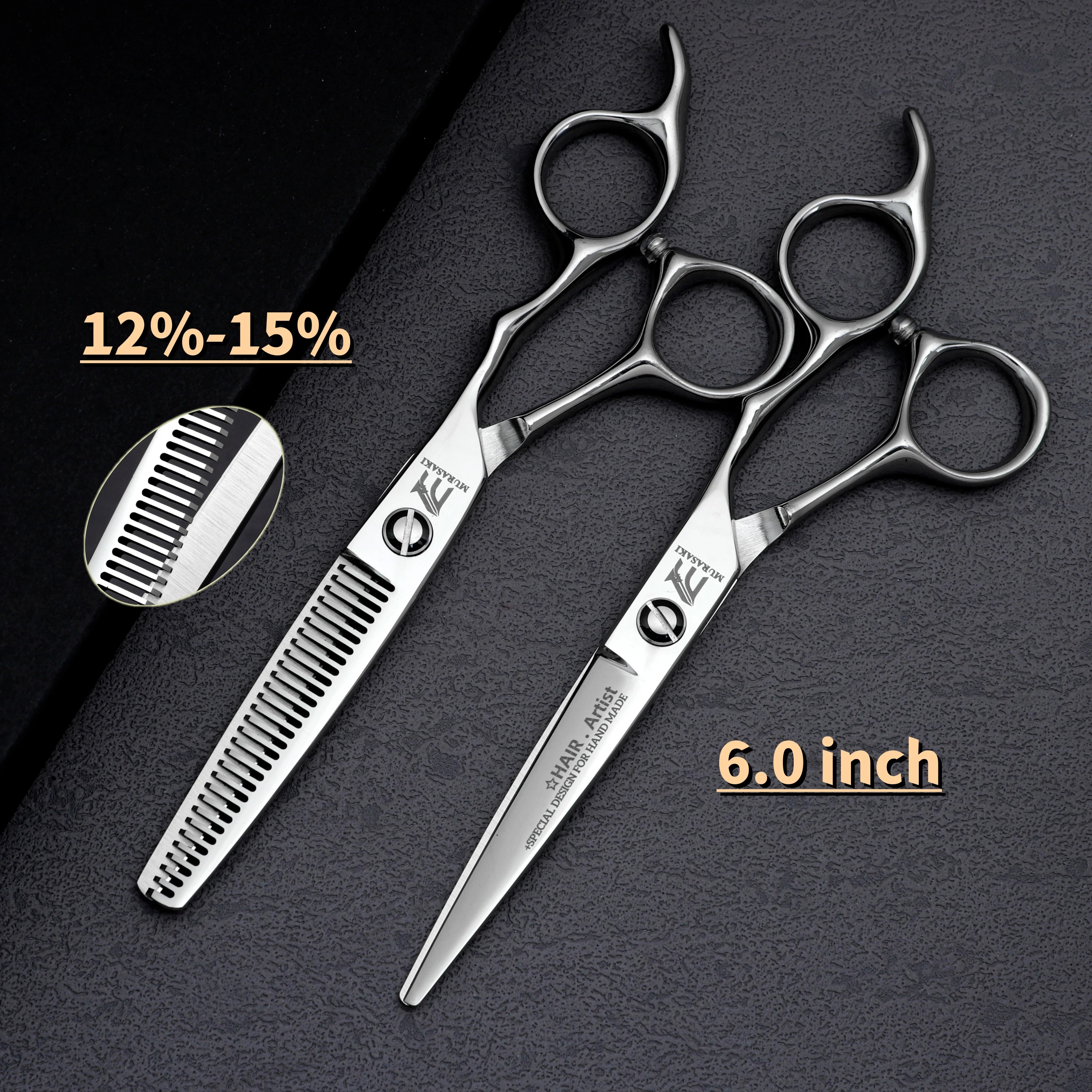 MURASAKI Professionelle Friseurschere, Friseurschere aus 440C-Stahl, 6-Zoll-Haarschneidewerkzeuge, hochwertiges Friseurzubehör – Detail 14