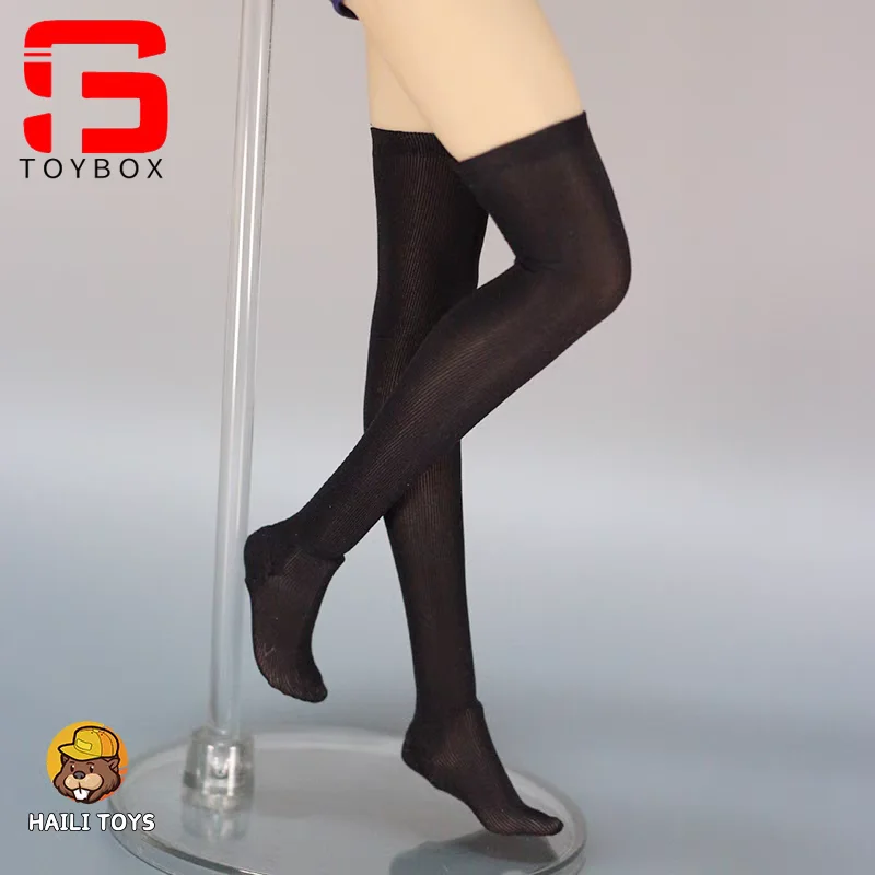 HAILI TOYS 1/6 Kobiece czarne białe krótkie skarpetki na kolanach Akcesoria odzieżowe Model pasuje do 12-calowej figurki żołnierza