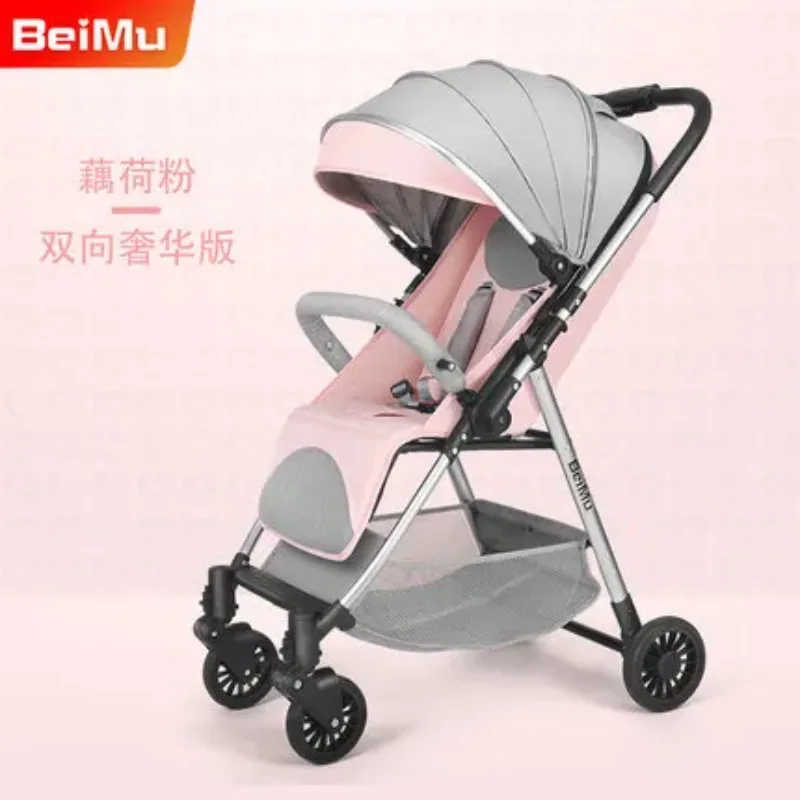 2024Two-way high-view stroller can sit and lie down with ultra-light folding stroller four-wheeled shock absorber stroller