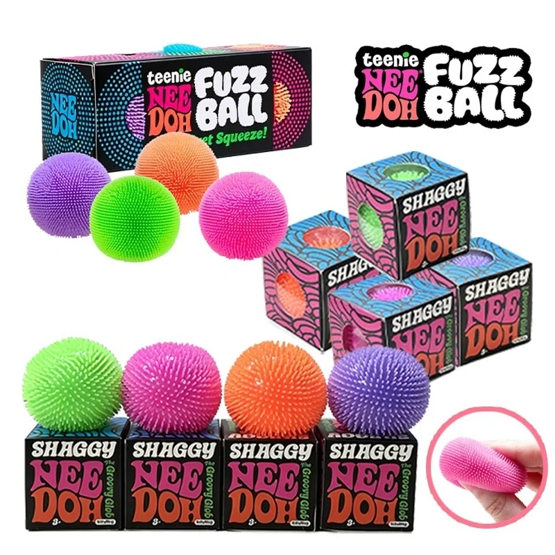 Needoh Mini Fuzz Ball Shaggy Maltose Squishy, Juguete Sensorial Antiestrés para Ejercitar la Mano, Alivio de la Ansiedad para el TDAH, Descompresión y Relajación