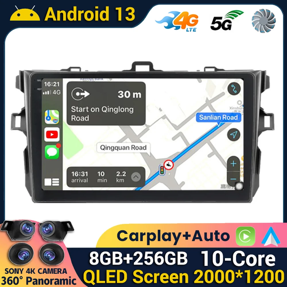 

Беспроводная Автомагнитола Carplay Android для Toyota Auris E140 E150 2006 - 2012 мультимедийный GPS Авторадио 4G WIFI DSP головное устройство