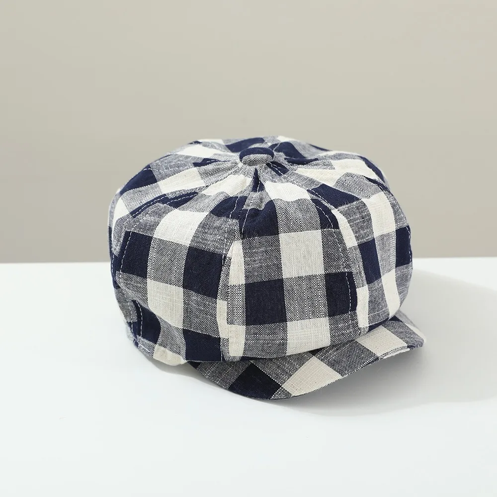 

New Plaid Newsboy Cap Vintage Korean Children's Beret Outdoor Retro Peaked Caps Kids