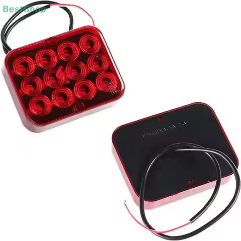 1PC 12V 24V 12 LED Waterproof Rear Tail Fog Light Driving Lamps Safety Warning Brake Stop Truck Trailer Boat Caravan Lorry