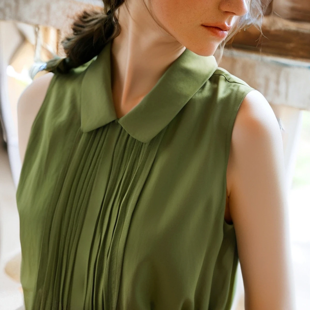 OLrain 女性サマードレス 2025 グリーンストラップフレンチファッション気質ドレス森休暇オフショルダードレス O57XL98689