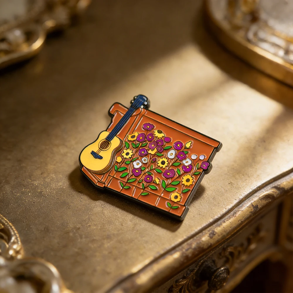 Überraschungslied Klavier Illustration Kühlschrankmagnet Vintage Blumenmuster Gitarre Fliese Literarische und Künstlerische Jugend Heimdekoration Geschenk – Detail 6
