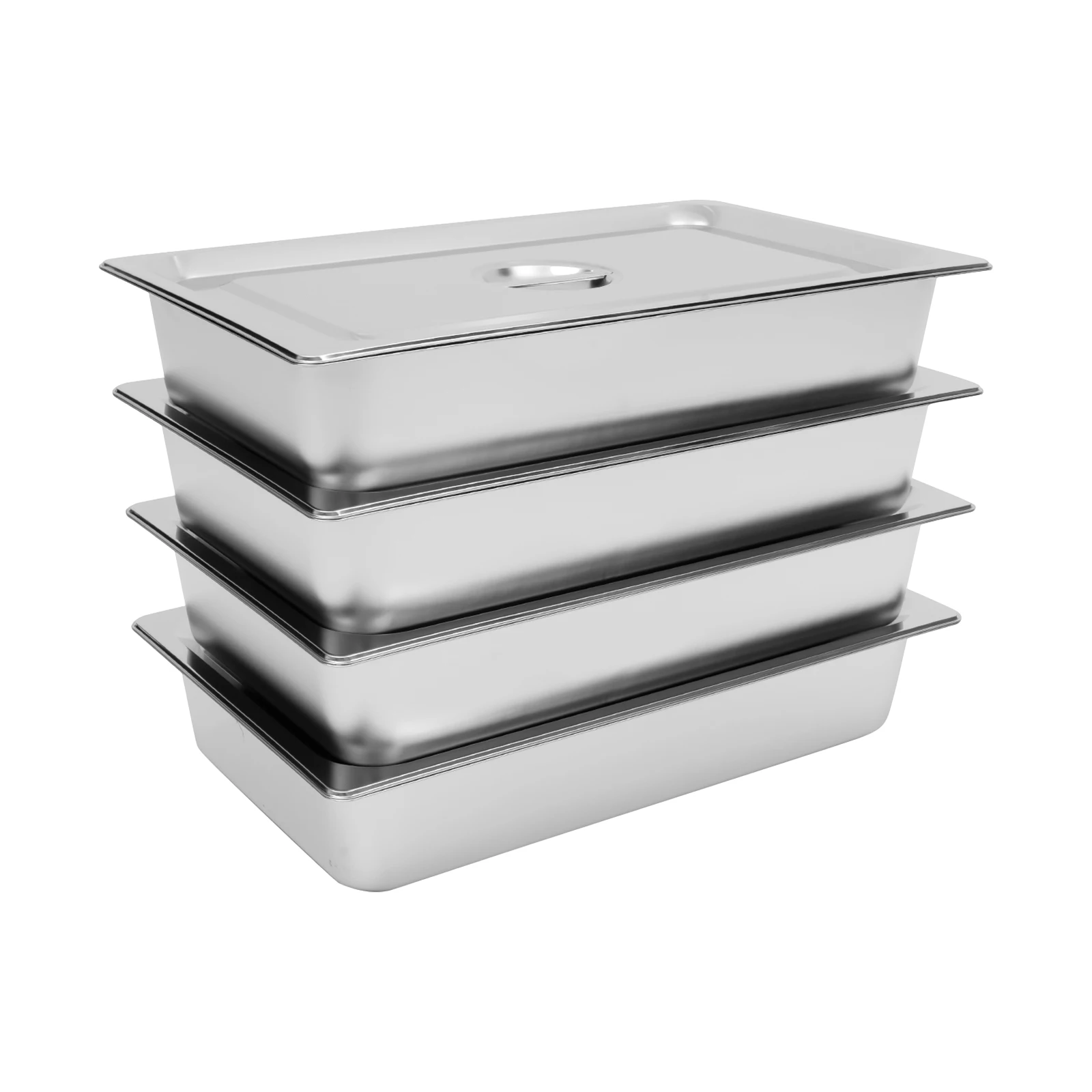 

4 Pcs Table Pans with Lids Buffet Chafing Dishes Stainless Steel Food Container for Commercial and Personal