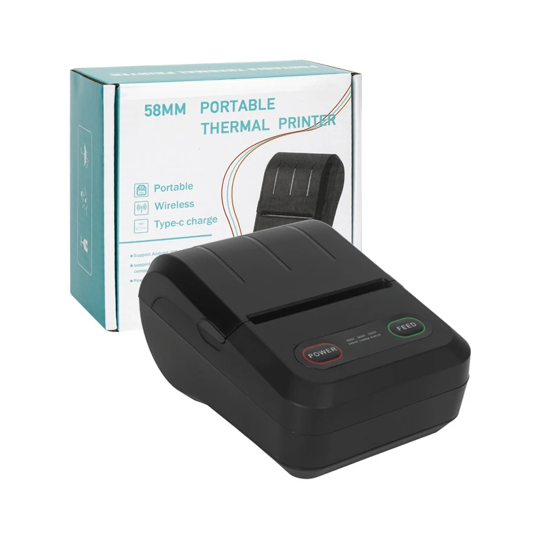 

58mm Portable Thermal Printer Wireless Blue Tooth Thermal Receipt Printer Mini Mobile Printer