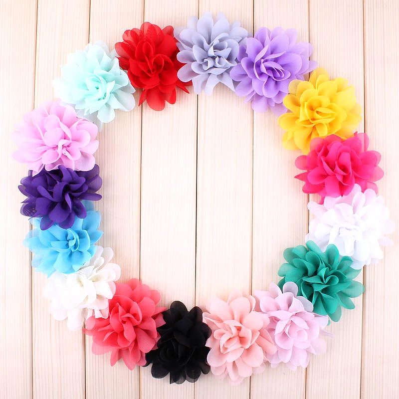 

20pcs/lot 2.8" 16colors Artificial Chiffon Silk Flowers For Girls Hair Accessories Soft Petal Peony Fabric Flowers For Headbands