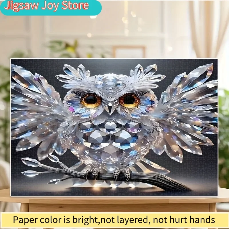 Disney  Crystal Owl Wings 3D Puzzle | Artistic Light and Shadow Design with Expressive Eyes, Frameless Adult Educational Game,