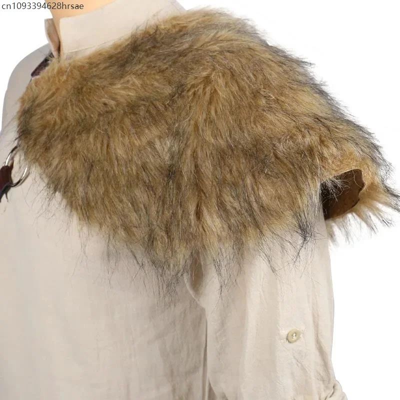 Viking Men Furry Shoulder Cosplay Armor Woman Shawl Halloween Role Play Props Outfits for Adults