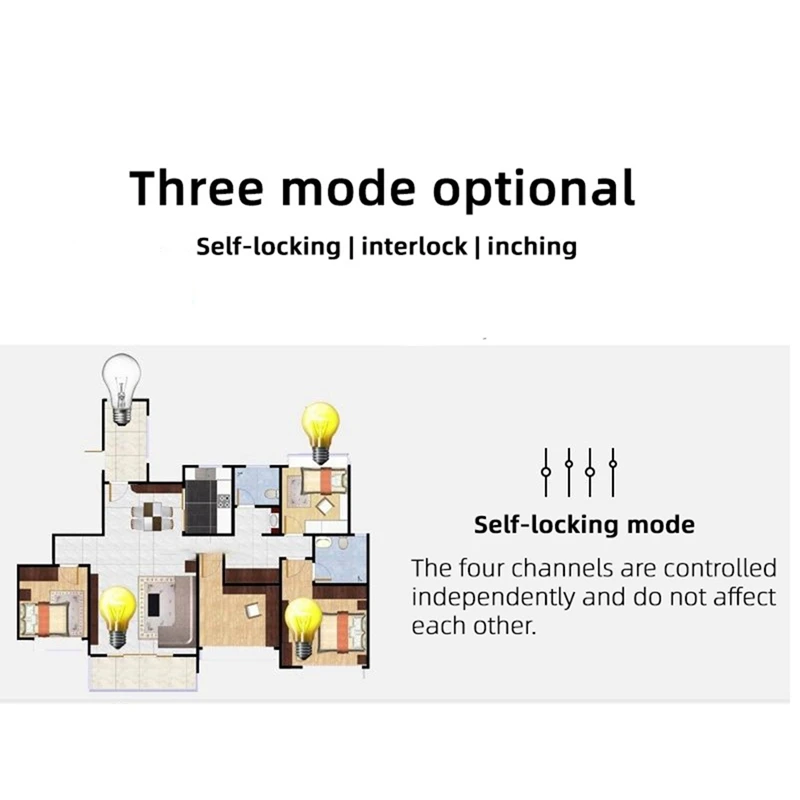 Ewelink 4CH Wifi interruptor de relé inteligente Control de acceso aplicación RF Control remoto 433M funciona con Alexa Google Home