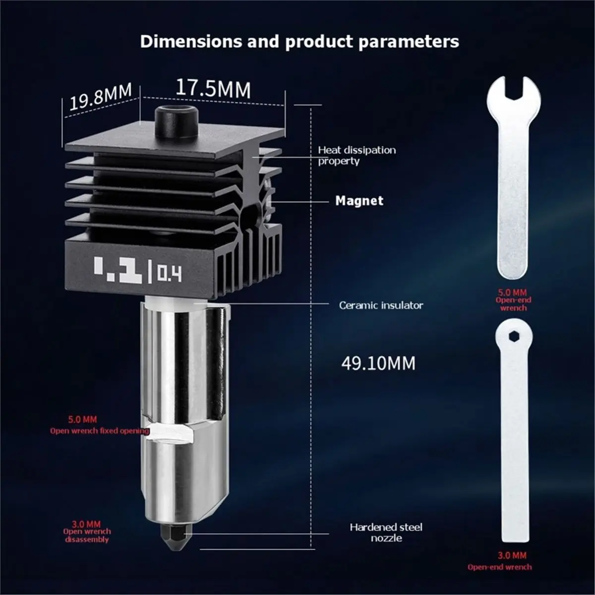A85P P2S Hotend Kit for Bambu Lab P2S X2D Removable Hardened Steel Nozzle Ceramic Heat Insulation Ring PrintHead Hotend 0.8mm